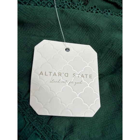 Altard State Womens Hunter Green Blend Mini Dress Lace Detail Long Sleeve Sz M - Picture 10 of 15